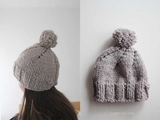 Superkitina gorro tejido dos agujas gris
